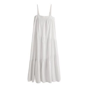 NEW Abercrombie & Fitch Asymmetrical Tiered Maxi Dress SZ Large Tall in White